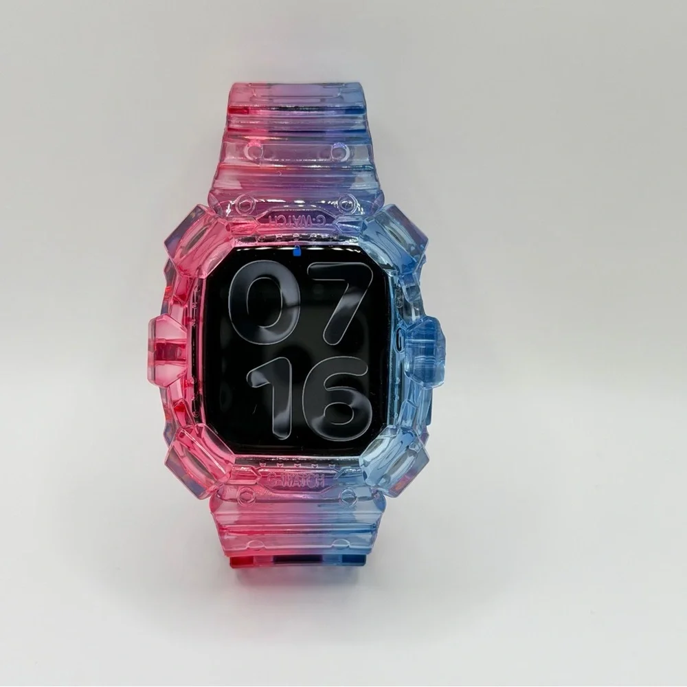 G-Shock Style‎ Translucent Pink and Blue Smartwatch Case